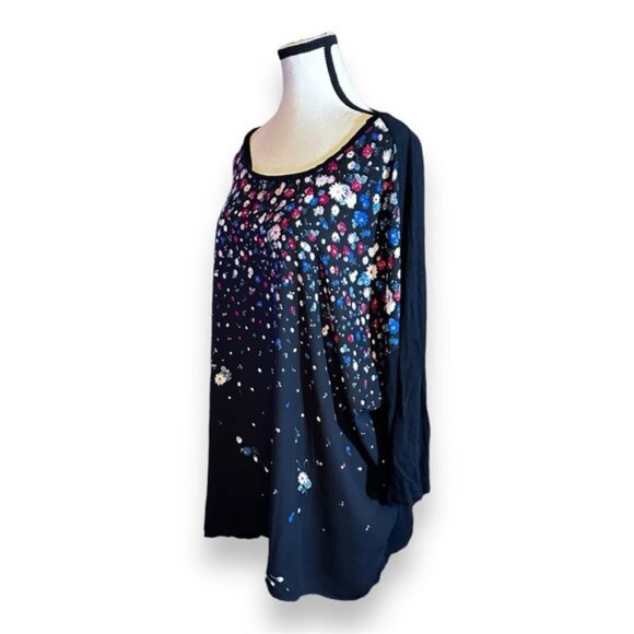Women’s 2X Reitmans Relaxed Fit 3/4 Sleeve Ascending Floral Pattern Silk Screen - Picture 3 of 8